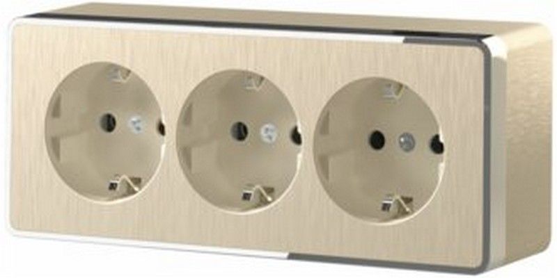 Werkel Gallant шампань рифленный Розетка Werkel 3-я с заземлением и шторками Gallant  (шампань рифленый) W5073110