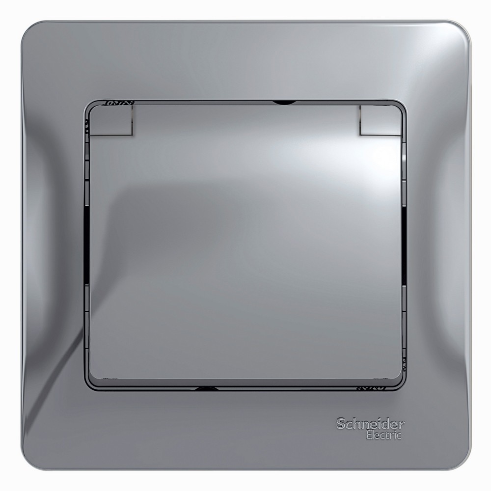 Glossa Алюминий Розетка Systeme Electric Glossa Алюминий с/з со шторками с крышкой, IP20 GSL000346