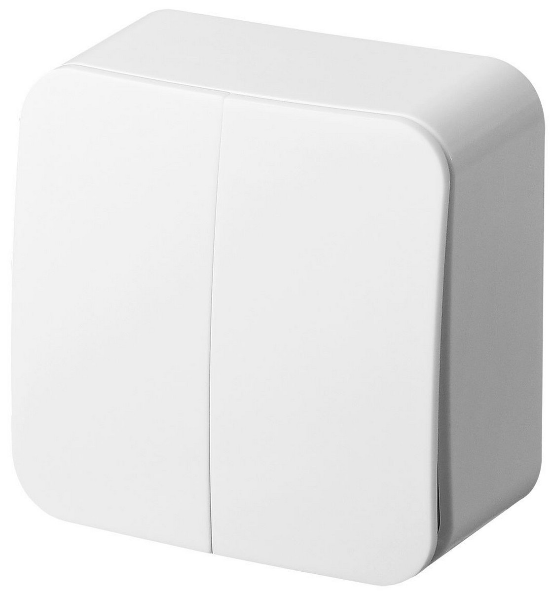 JASMART FS - розетки и выключатели Двухклавишный выключатель JASMART FS накладного монтажа Белый глянцевый FS3023W