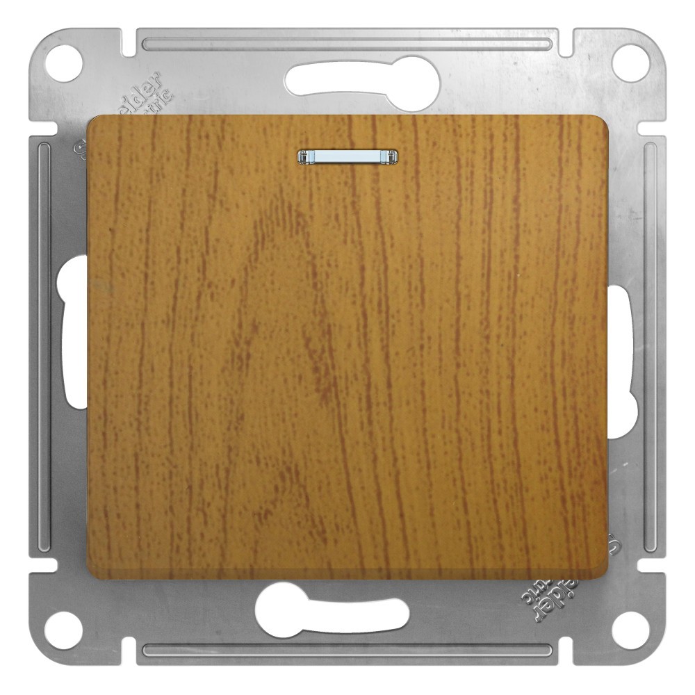 Glossa Дуб Переключатель Systeme Electric Glossa Дерево Дуб 1-клавишный с подсветкой, сх.6а GSL000563