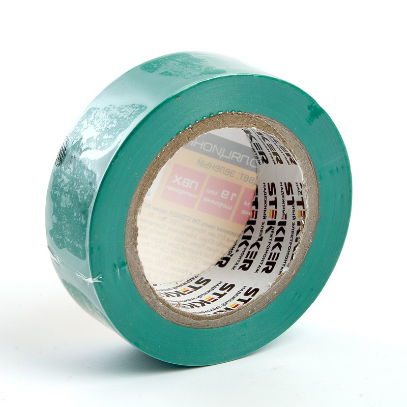 Изолента STEKKER INTP01319-10 0,13*19 10 м. зеленая 39906