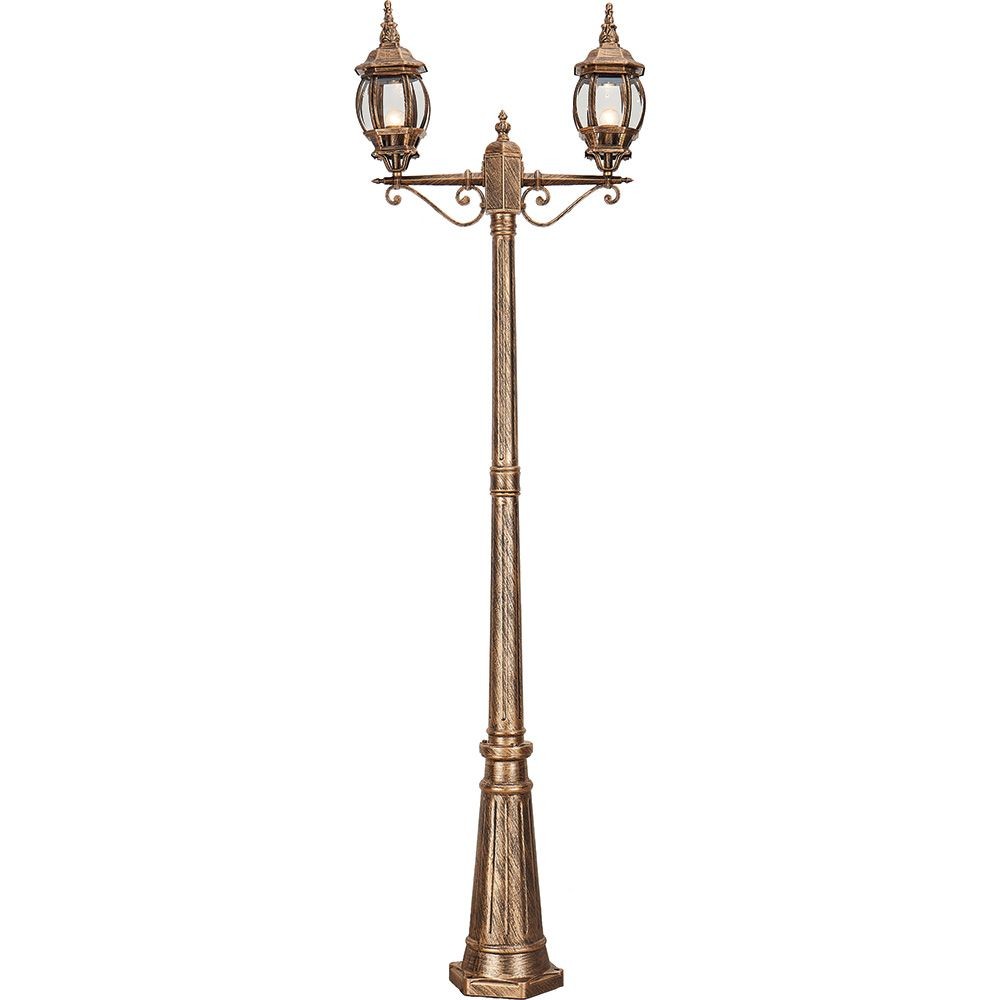 Уличные светильники столб Светильник садово-парковый Feron 8114/PL8114 столб 2*100W E27 230V черное золото 11242