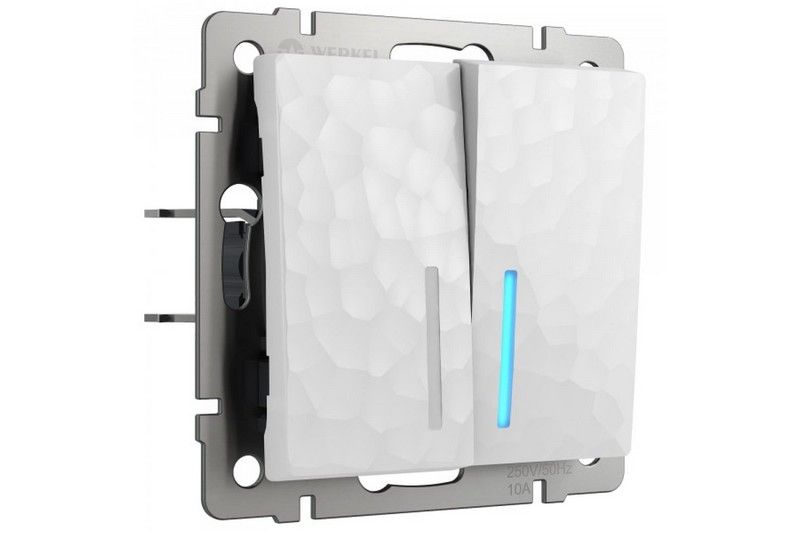 Werkel Белый Hammer механизмы Выключатель Werkel двухклавишный с подсветкой (hammer белый) W1220101