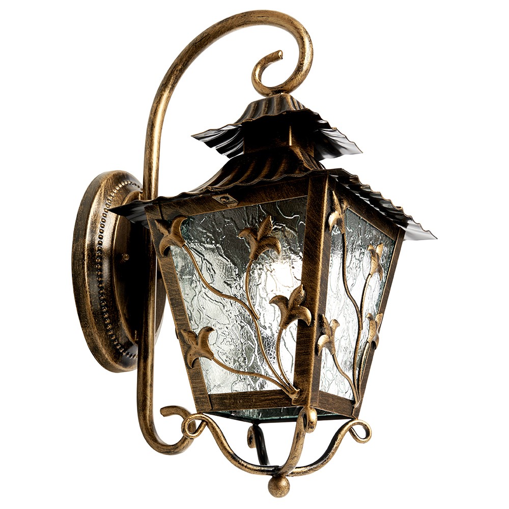 Уличные настенные светильники Светильник садово-парковый Feron PL631 на стену вниз 60W 230V E27 черное золото 11642 