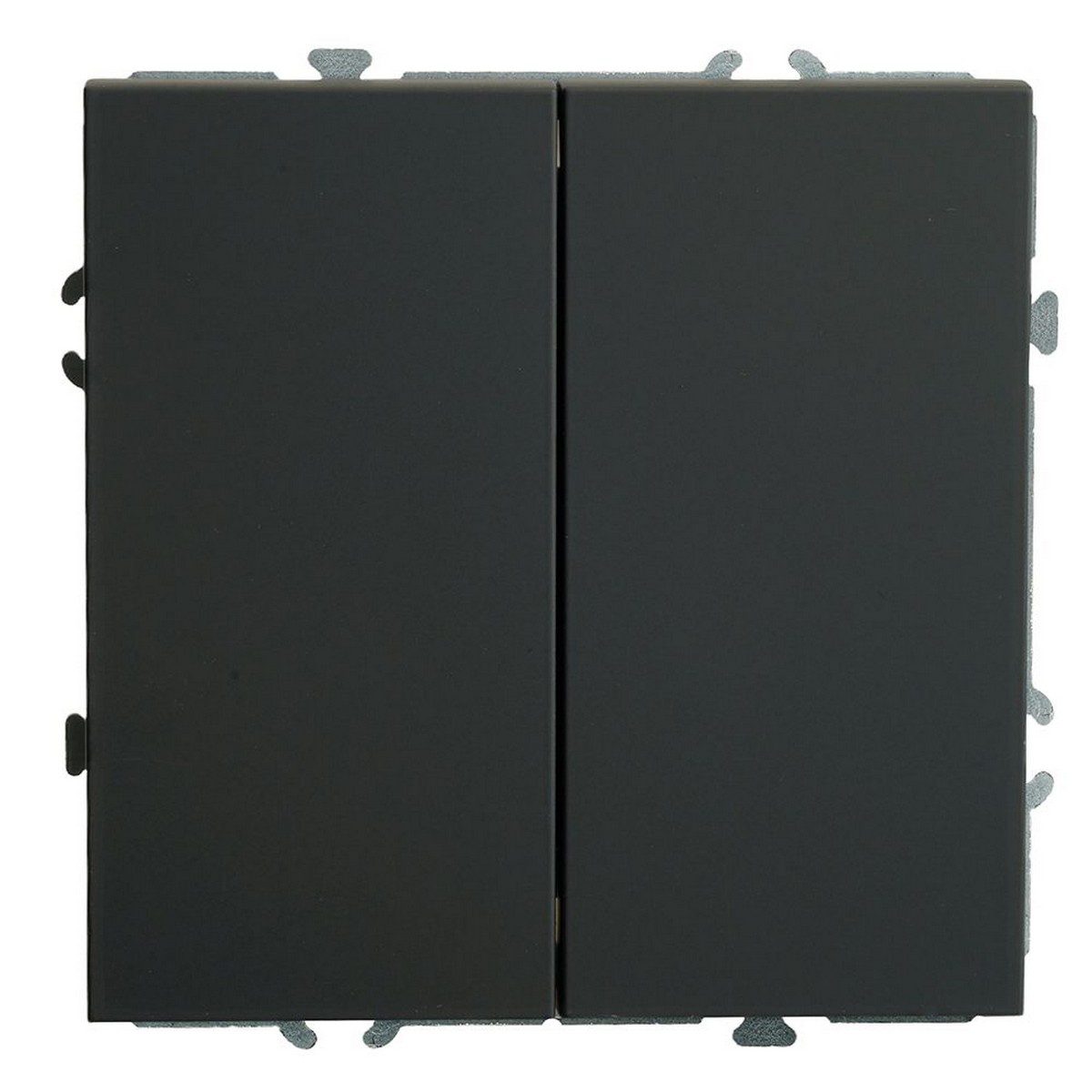 Эмили - Розетки и выключатели Stekker Переключатель 2-клавишный самозажимной STEKKER Эмили RSW10-5107-05ZK черный уголь soft touch 50249