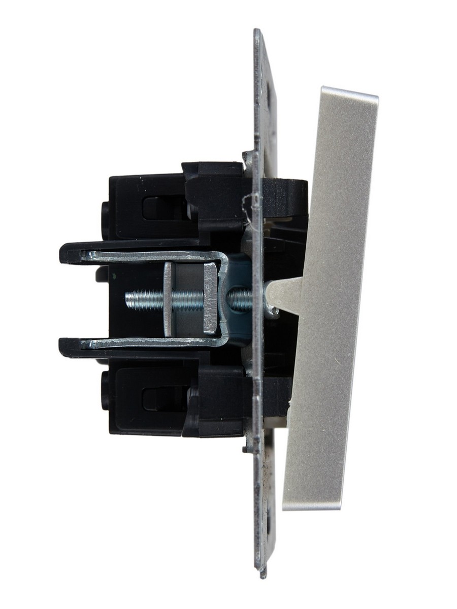 IEK Brite Алюминий Выключатель IEK BRITE BASE Алюминий 1-кл. прох. с инд. 10А ВС10-1-7-БрА BR-V12-1-10-K47