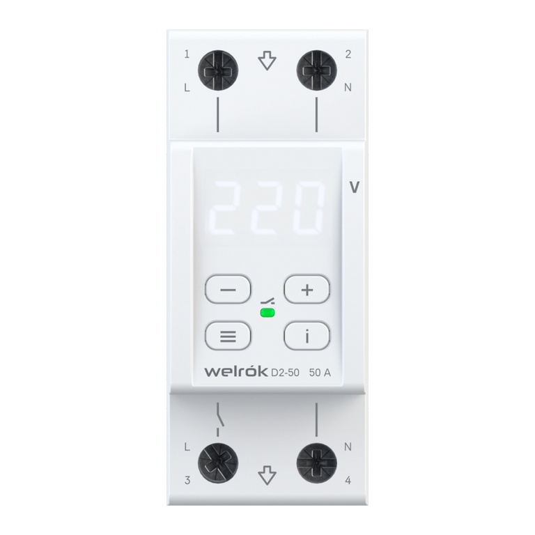 Реле напряжения и контроля фаз Реле напряжения Welrok D2-50 50А (max 60A) 4660251140052 