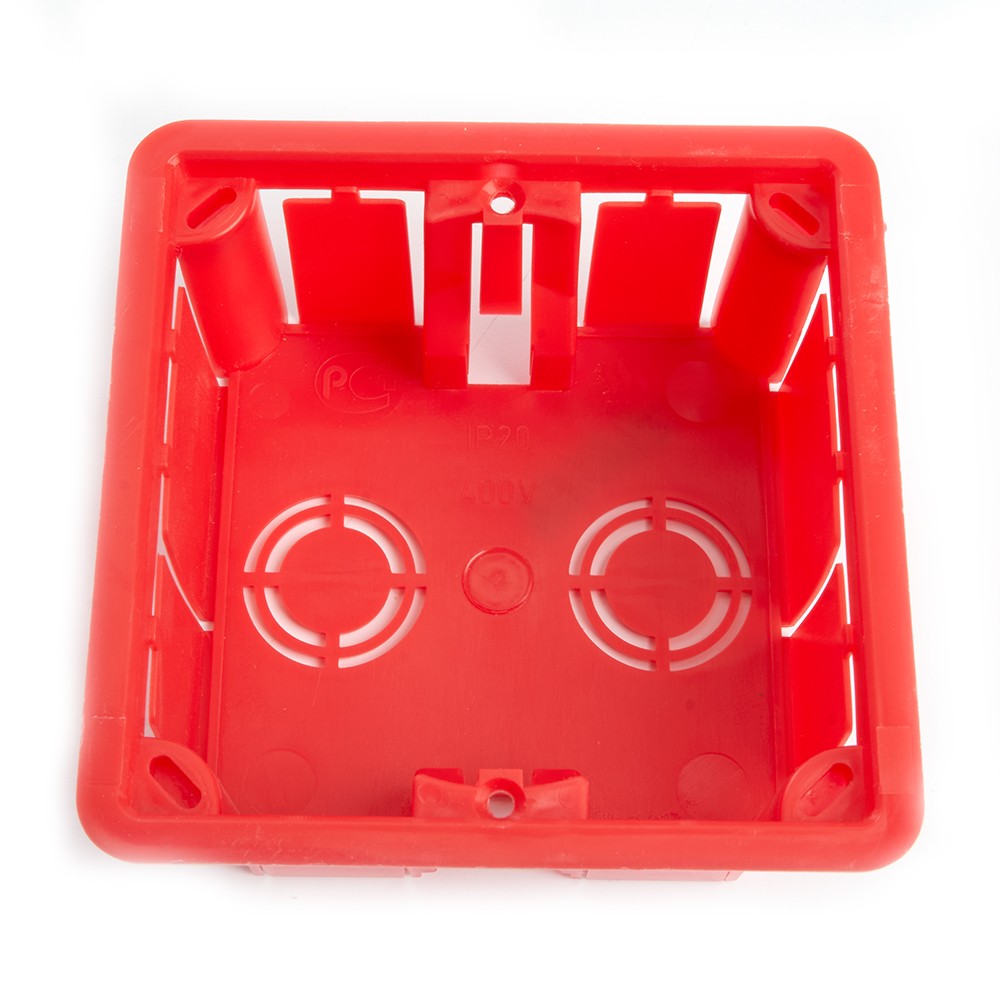 Коробка монтажная для сплошных стен, с крышкой, 92*92*45мм STEKKER EBX30-01-1-20-92, красный 49004