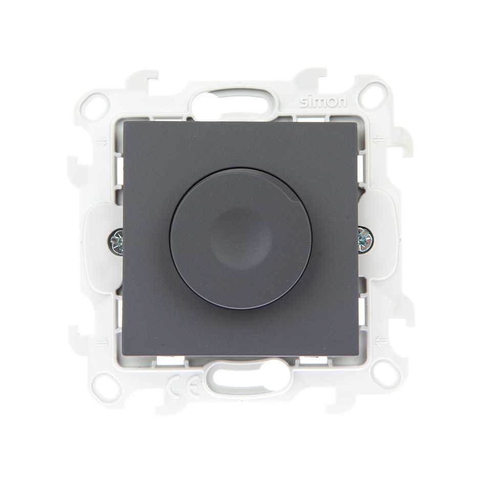 Розетки и выключатели Simon 24 Графит Светорегулятор Simon 24 Графит проходной, 40-450W 2410313-038