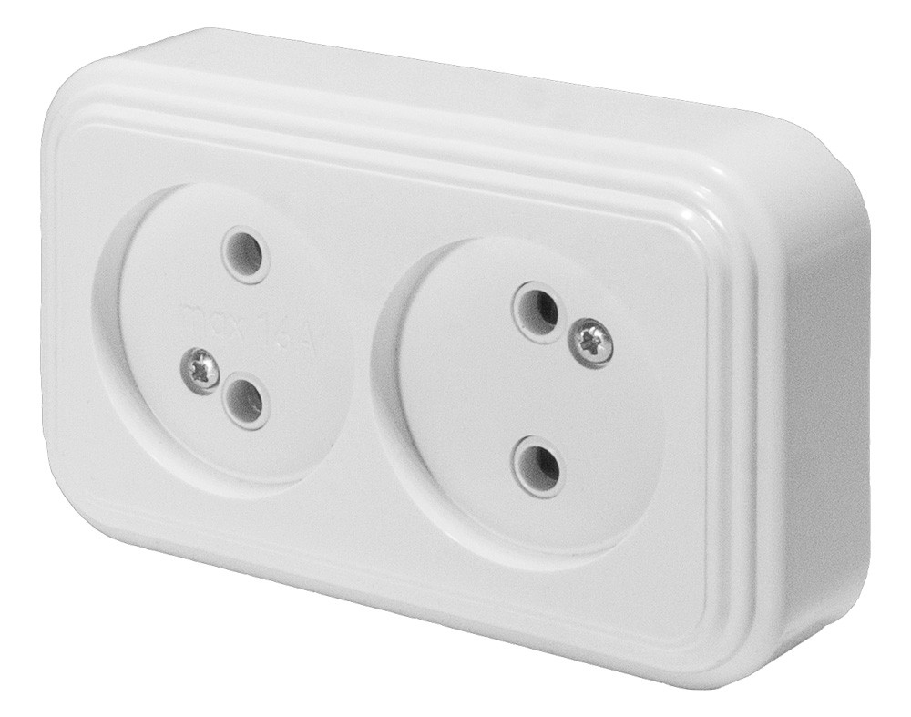 Накладные розетки и выключатели Stekker Розетка 2-местная б/з STEKKER PST16-30-20 16А IP20 белый Брест 39693