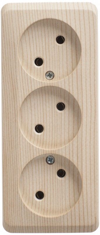 Этюд Дача Розетка 3-ая Systeme Electric Этюд наружный Сосна б/з без шторок 16А 250B PA16-009D