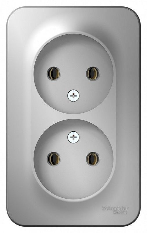 Blanca алюминий розетки и выключатели Розетка SE Blanca 2-ая Алюминий наружный б/з без шторок BLNRA000203