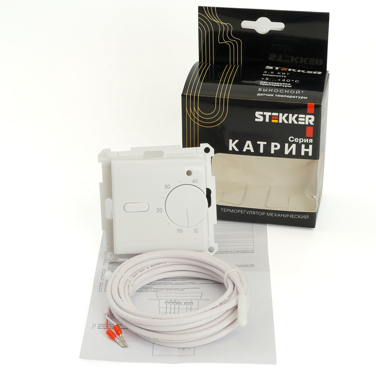 Катрин - Розетки и выключатели Stekker Терморегулятор механический STEKKER GLS00-7117-01 250V 3500W Катрин белый 49740