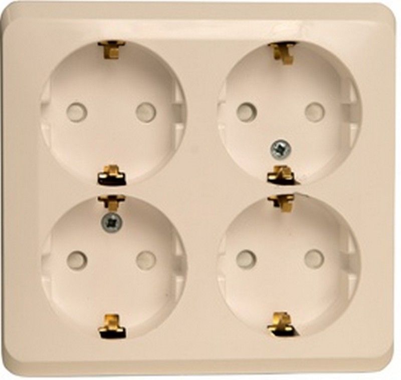 Этюд Кремовый Розетка 4-ая Systeme Electric Этюд наружный Бежевый с/з со шторками PA16-208K