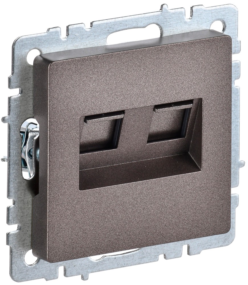 IEK Brite Бронза Розетка IEK BRITE двойная RJ11+RJ45 кат.5E РК/Т12-БрТБ темная бронза BR-KT20-O-1-K45