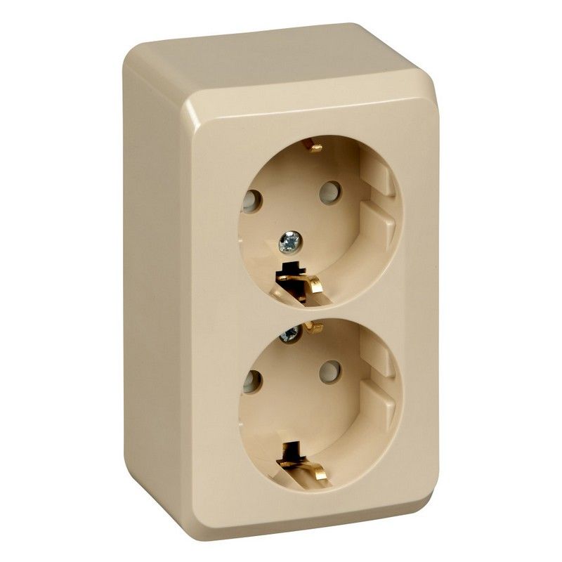 Этюд Кремовый Розетка 2-ая Systeme Electric Этюд наружный Бежевый с/з со шторками PA16-008K