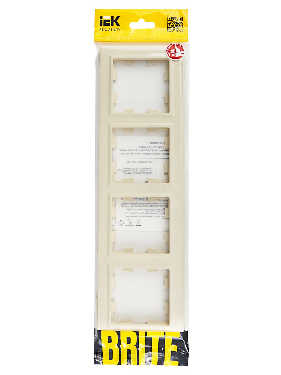 IEK Brite Рамки Рамка IEK BRITE 4-местная РУ-4-БрКр бежевый BR-M42-K10