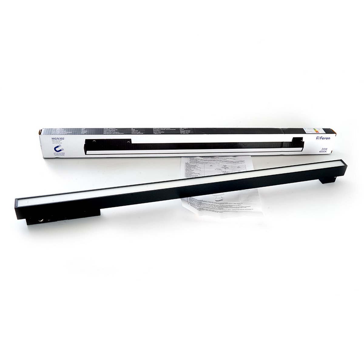 Трековые светодиодные светильники Светильник светодиодный Feron MGN302 трековый магнитный 24W 4000К 110 градусов черный 41942 