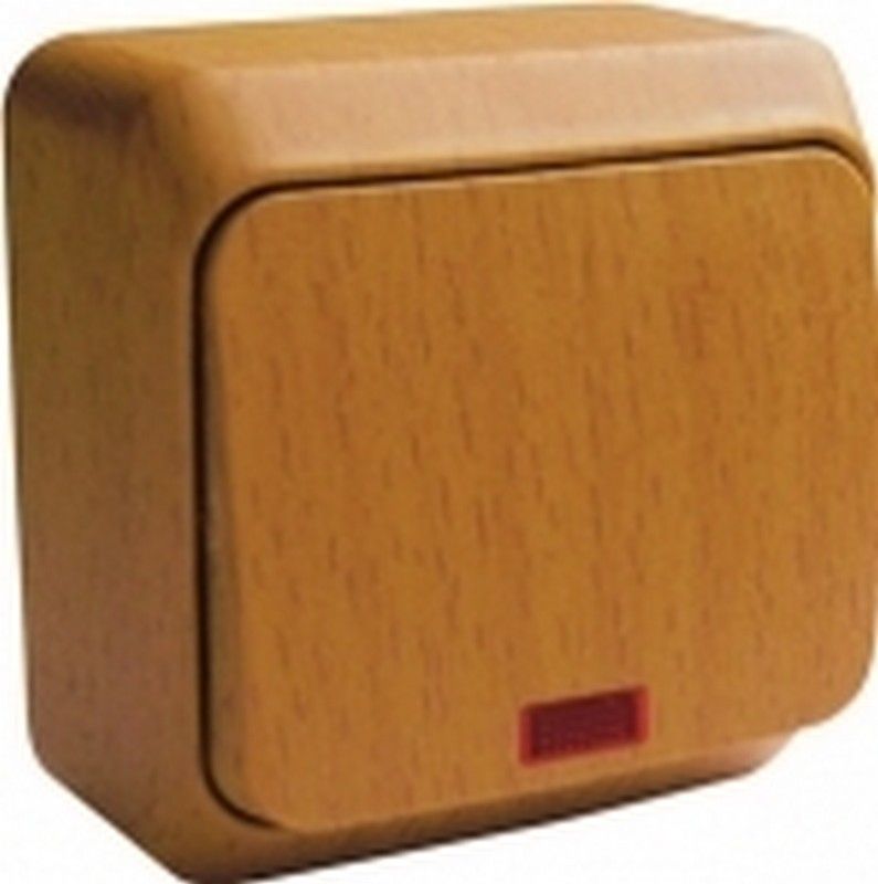 Этюд Дача Выключатель 1-клавишный Systeme Electric Этюд наружный Дача Темный бук с подсветкой BA10-005T