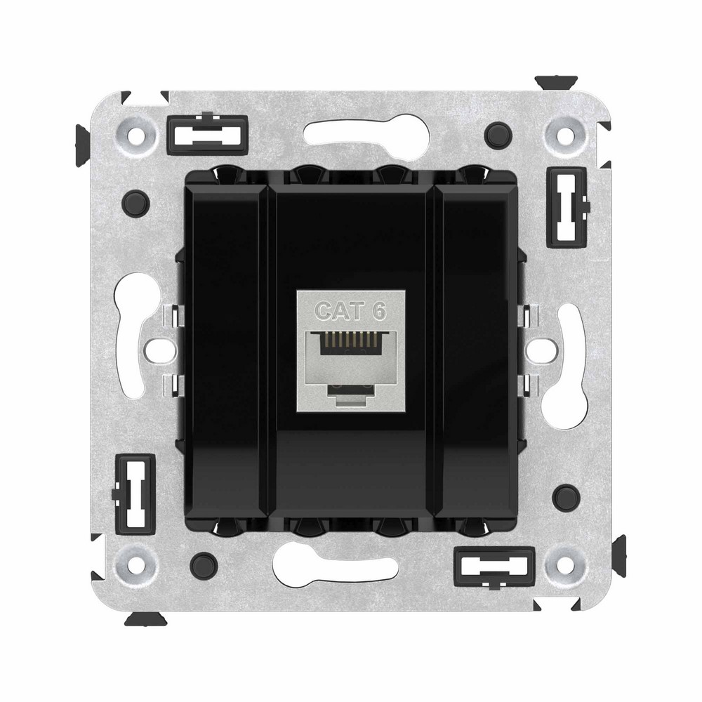 DKC Avanti механизмы Черный квадрат Компьютерная розетка DKC Avanti RJ-45 без шторки в стену кат.6 одинарная экранированная "Черный квадрат" 4402793