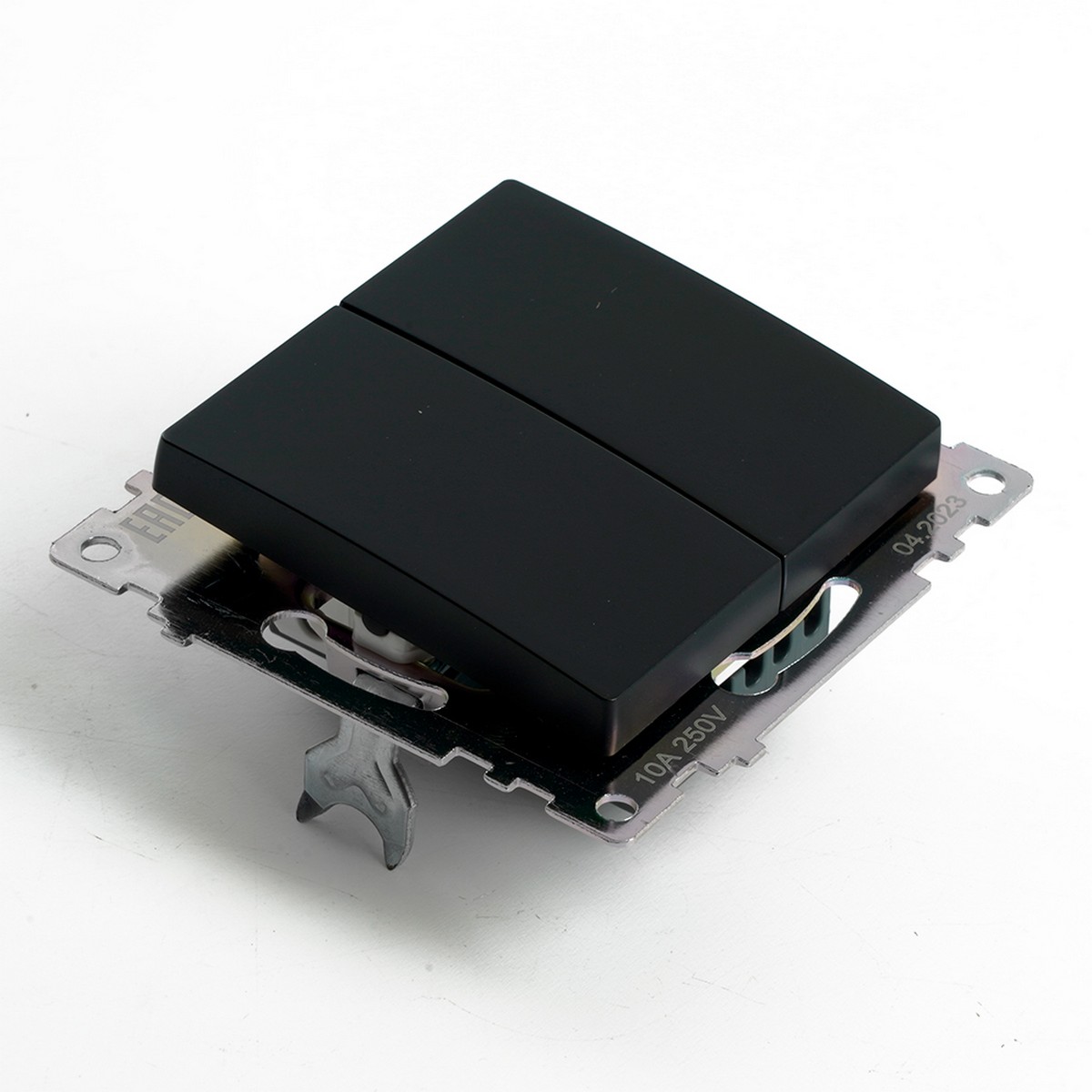 Катрин - Розетки и выключатели Stekker Переключатель 2-клавишный (механизм) STEKKER GLS10-7107-05 250V 10А Катрин черный 49167