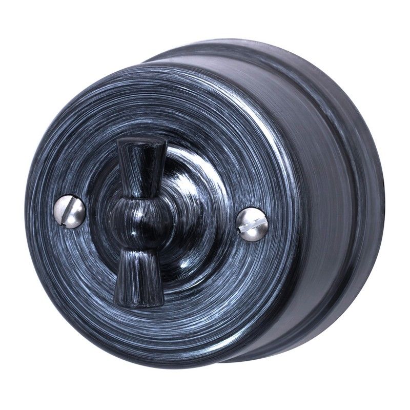 Bironi Лизетта - Ретро розетки и выключатели Выключатель 1-кл BIRONI Пластик Серебряный Век B1-200-11