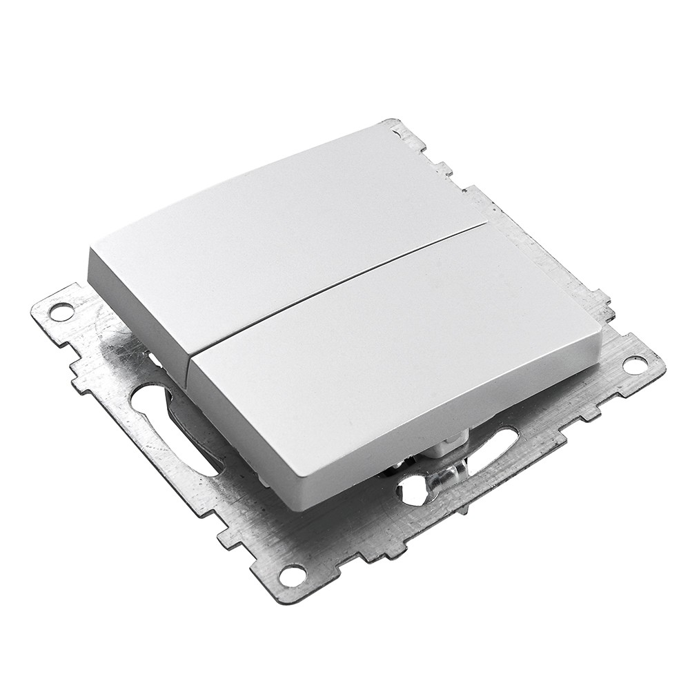 Катрин - Розетки и выключатели Stekker Выключатель 2-клавишный STEKKER GLS10-7104-03 250V 10А Катрин серебро 39578