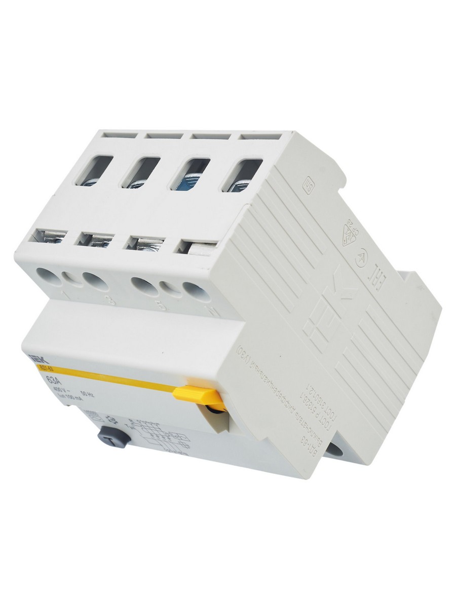 IEK Выключатель дифференциальный IEK KARAT ВД1-63 (УЗО) 4Р 63А 100мА MDV10-4-063-100 