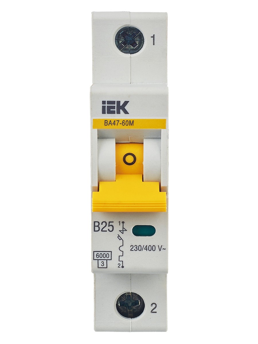 1 полюсные (однополюсные) Автоматический выключатель IEK KARAT ВА47-60M 1Р 25А 6кА B MVA31-1-025-B 