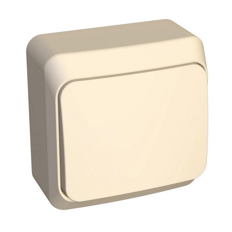 Этюд Кремовый Выключатель 1-клавишный Systeme Electric Этюд наружный Бежевый BA10-001K