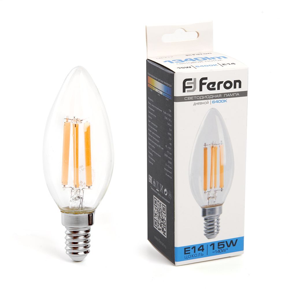 E14 Лампа светодиодная Feron LB-717 Свеча E14 15W 6400K 38259 