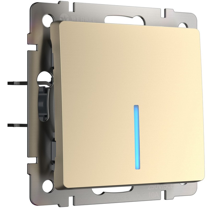 Werkel Шампань механизмы Выключатель Werkel одноклавишный с подсветкой (шампань) W1110111