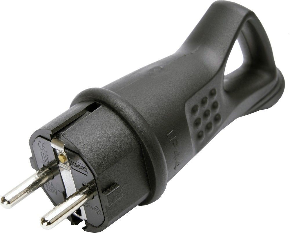 Вилка угловая с/з STEKKER RPG16-30-442 каучук 250В16A IP44 черный 32843