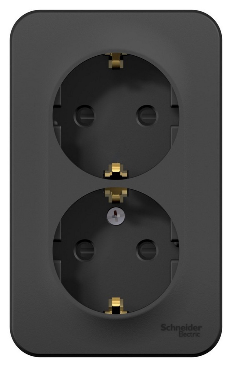 Blanca антрацит розетки и выключатели Розетка SE Blanca 2-ая Антрацит наружный с/з со шторками. BLNRA011206