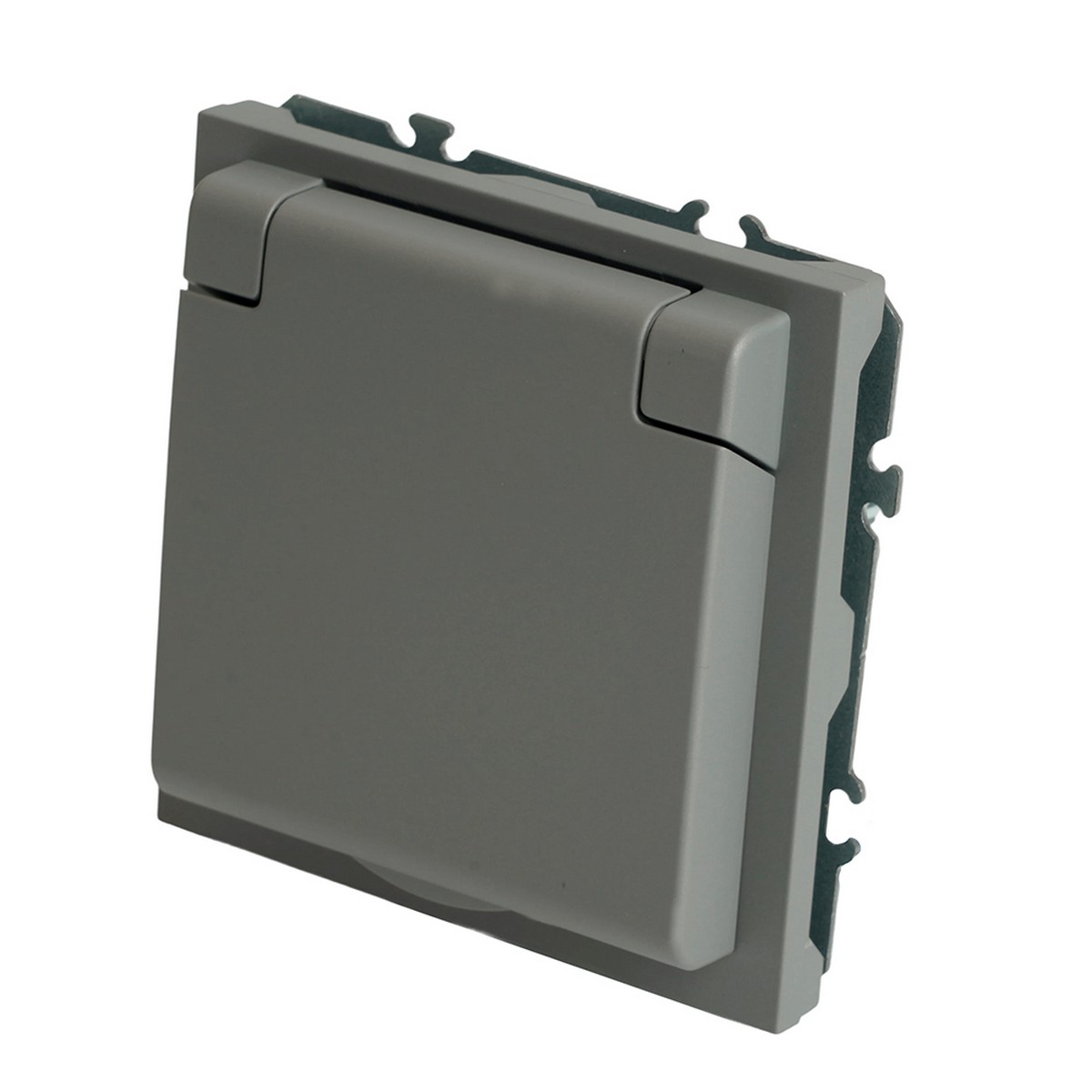 Эмили - Розетки и выключатели Stekker Розетка 1-ая с крышкой с защ. штор б/з STEKKER Эмили RST16-5113-10 платиново-серый soft touch 49956