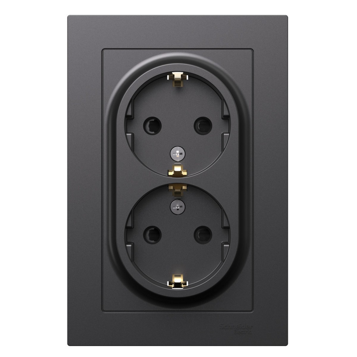 AtlasDesign Базальт Розетка Systeme Electric AtlasDesign Базальт двойная с/з со 16А, в сборе ATN001426