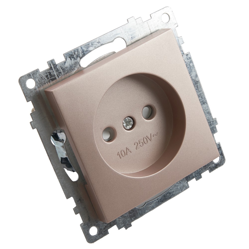 Катрин - Розетки и выключатели Stekker Розетка 1-местная б/з STEKKER GLS10-7109-02 250V 10А с защ. шторкой Катрин шампань 39595
