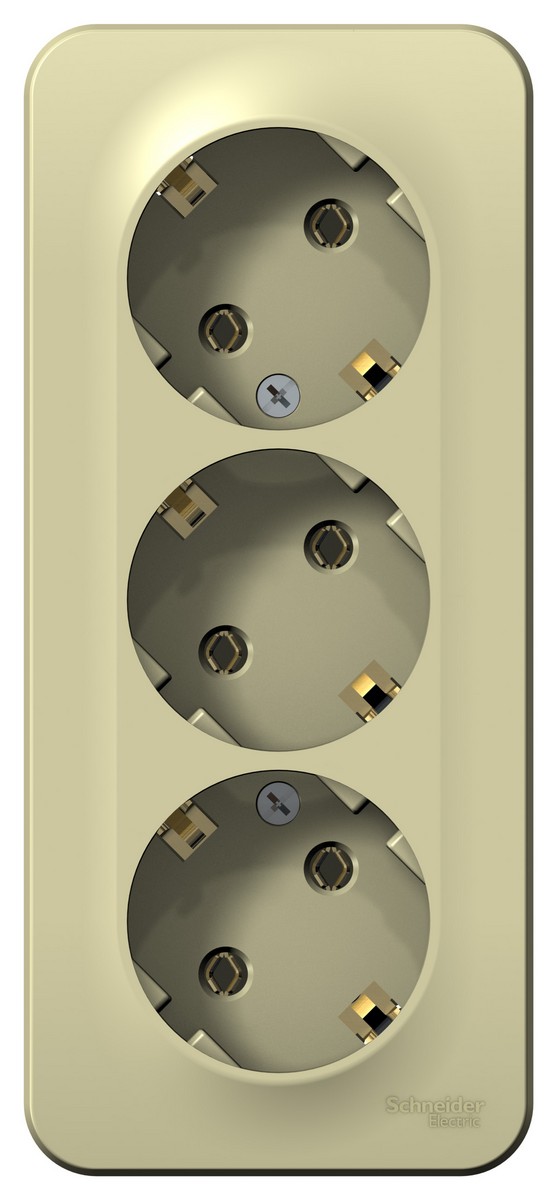 Blanca бежевые розетки и выключатели Розетка SE Blanca 3-ая Бежевый наружный с/з без шторок изолир. пластина BLNRA010317