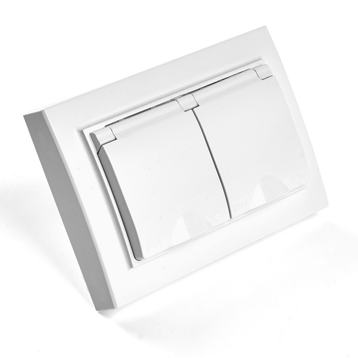 Эрна - Розетки и выключатели Stekker Розетка 2-местная с/з с крышкой STEKKER PST16-9015-01 16А Эрна белый с рамкой 49139