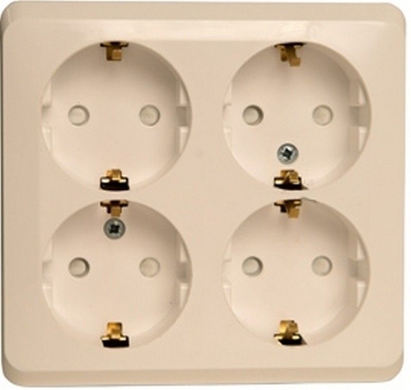 Этюд Кремовый Розетка 4-ая Systeme Electric Этюд наружный Бежевый с/з со шторками PA16-208K