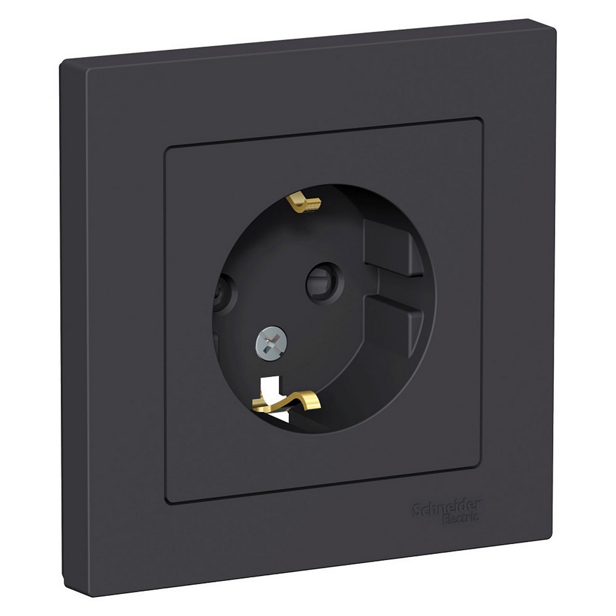 AtlasDesign Карбон Розетка Systeme Electric AtlasDesign Карбон с/з со шторками, 16А, в сборе ATN001044