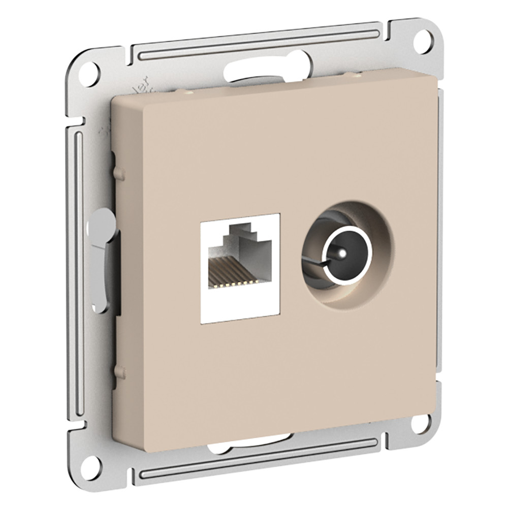 AtlasDesign Песочный Розетка Systeme Electric AtlasDesign Песочный двойная ТВ + компьютерная RJ45 кат 5Е ATN001289