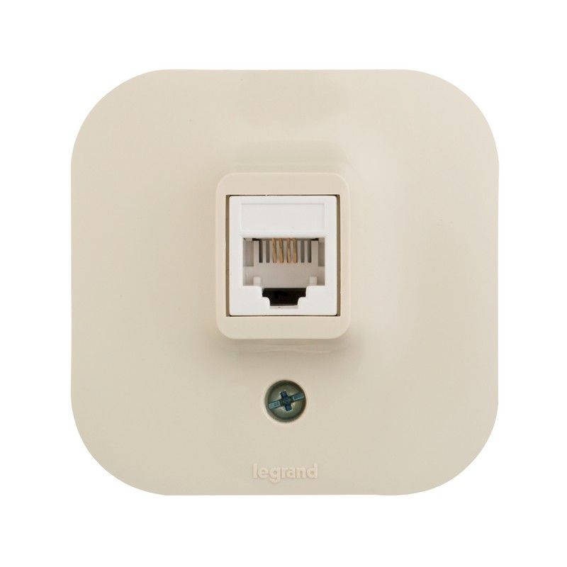 Накладные Розетки и выключатели Legrand Quteo Бежевый Розетка RJ45 Legrand Quteo кат. 5е UTP бежевая  782254