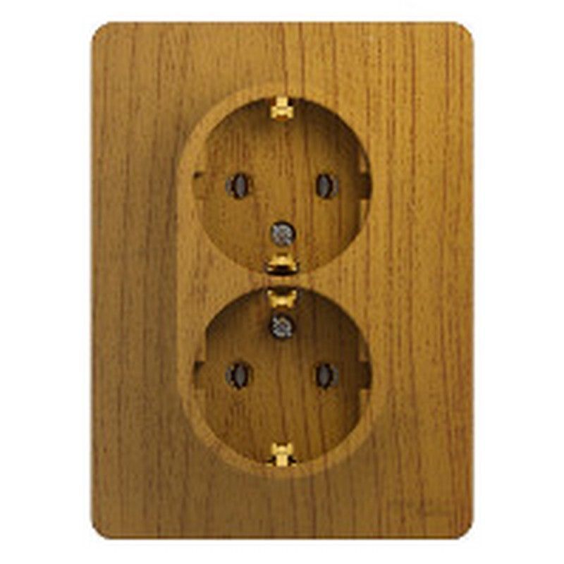 Glossa Дуб Розетка Systeme Electric Glossa Дерево Дуб 2-я с заземлением GSL000524