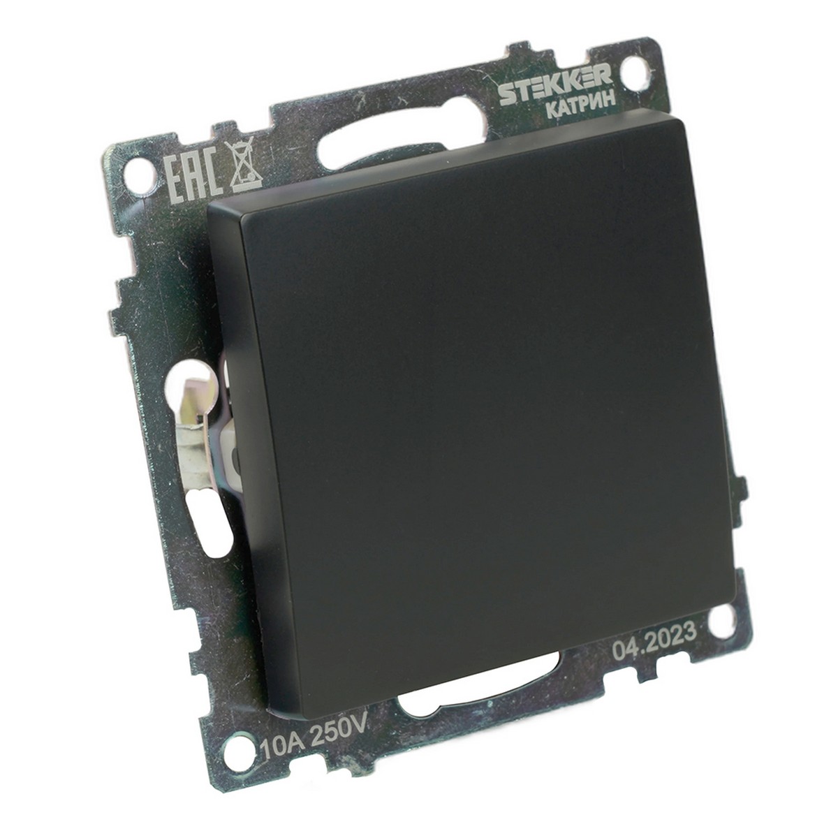 Катрин - Розетки и выключатели Stekker Переключатель STEKKER перекрестный 1-клавишный GLS10-7110-05 Катрин черный 49177