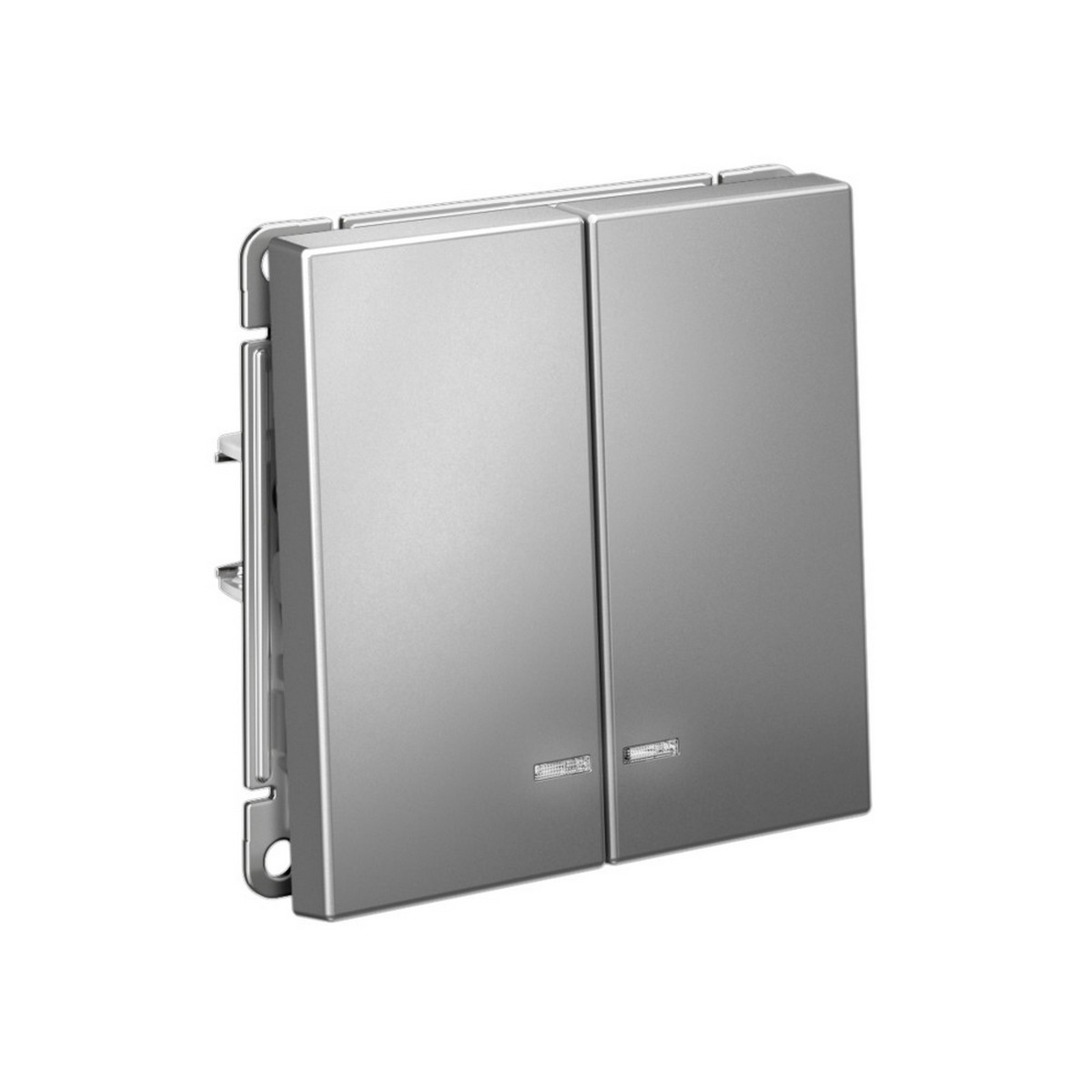 ArtGallery Сталь Выключатель SE ArtGallery Сталь 2-клавишный с подсветкой быстрозажим. клем. GAL000953S