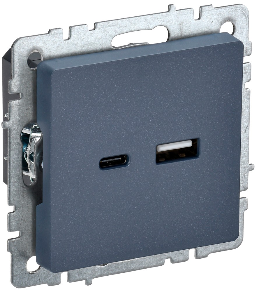 IEK Brite Маренго Розетка IEK BRITE USB A+C 18Вт РЮ11-1-БрМ маренго BR-U22-018-K35