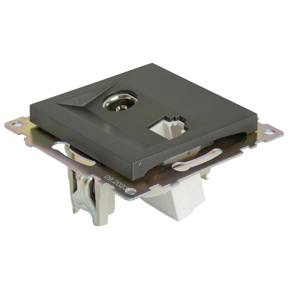 Катрин - Розетки и выключатели Stekker Розетка TV + компьютерная RJ-45 STEKKER GLS00-7106-06 Катрин графит  49417