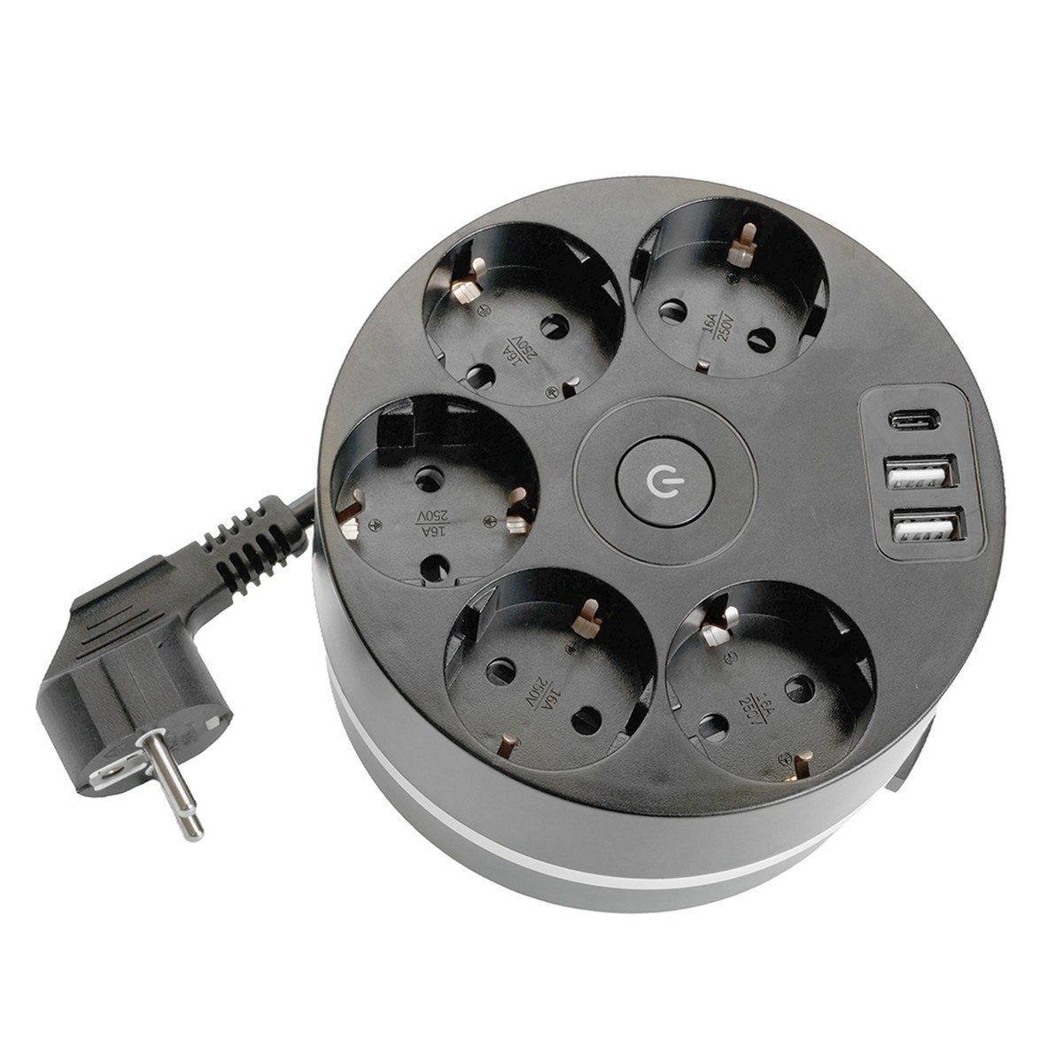 Колодки и удлинители, тройники Удлинитель STEKKER HM10-51-01 5-местный с/з 2.5м 2USB+С 5V 3,1А Comfort черный 49656 