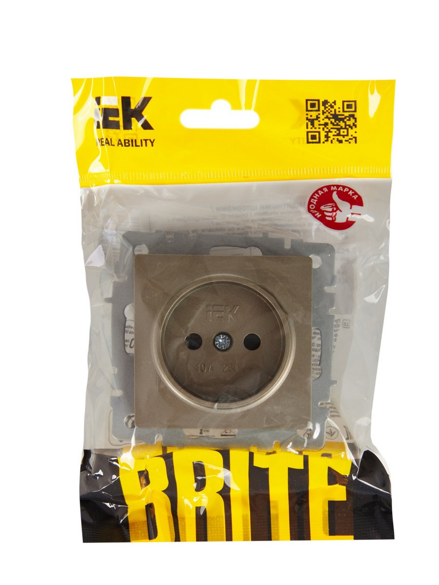 IEK Brite Шампань Розетка IEK BRITE BASE Шампань без з/к с з/ш 10А РСш10-2-БрШ BR-R13-10-K37